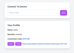 copy file transfer link or connection id and open it on receiver side